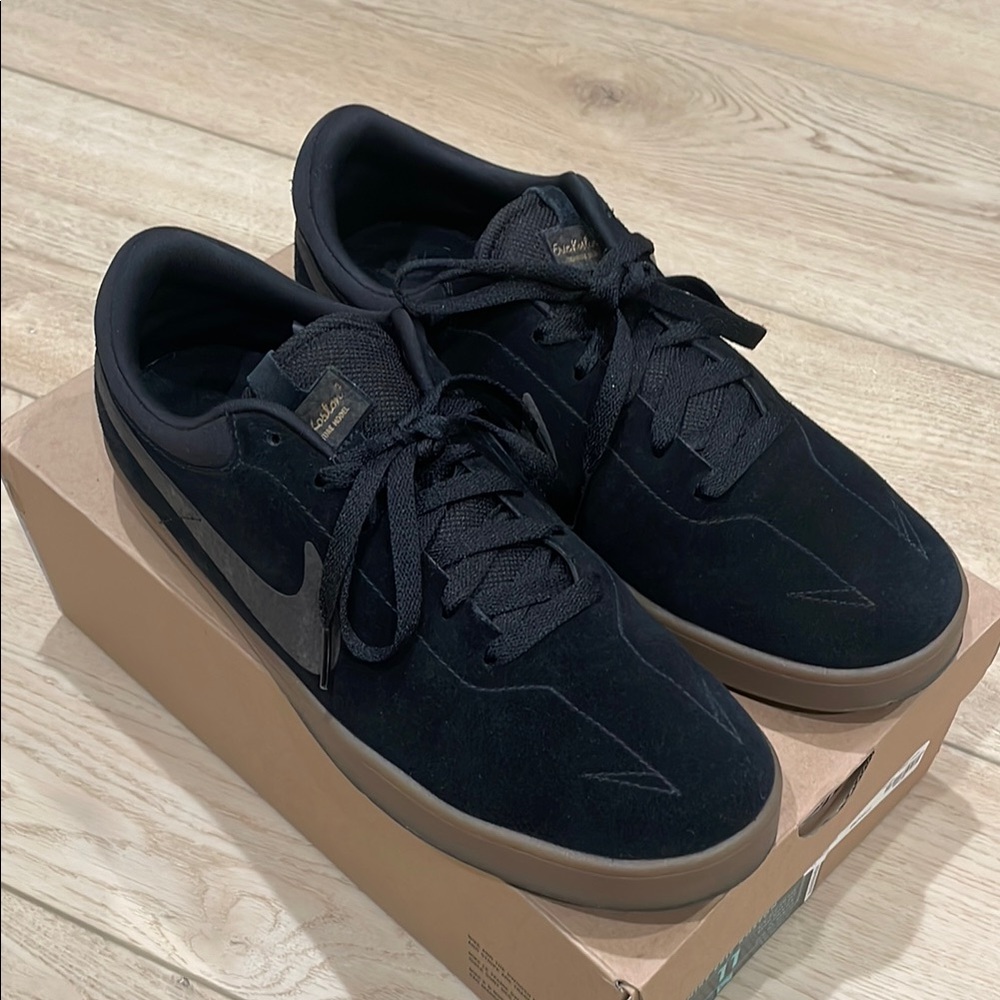Nike Black and Brown Sneakers with Suede Finish